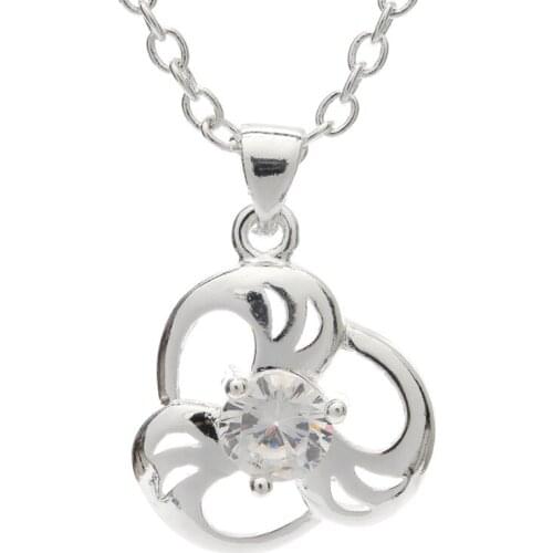 Crown Pattern Romantic Purple Cubic Zirconia Pendant Necklace Valentine 's Day Gift D005