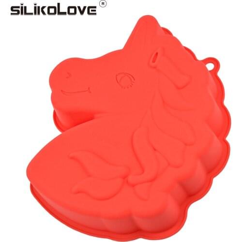 SILIKOLOVE Unicorn Silicone Cake Pan Mold Large Unicorn Bread Baking Tray Non-stick silicone Biscuit Dessert Cheese Baking Mold