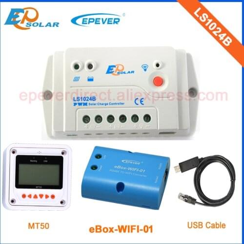 Solar battery 12V 24V volt charging regulator PWM LS1024B 10A Wifi eBOX Android Phone MT50 Meter and USB PC cable EPEVER
