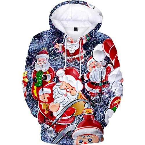 Hip hop Hoodies Clothes Christmas Western traditional festival Santa Claus pattern print Hooded sweatshirt Men/Women Casual