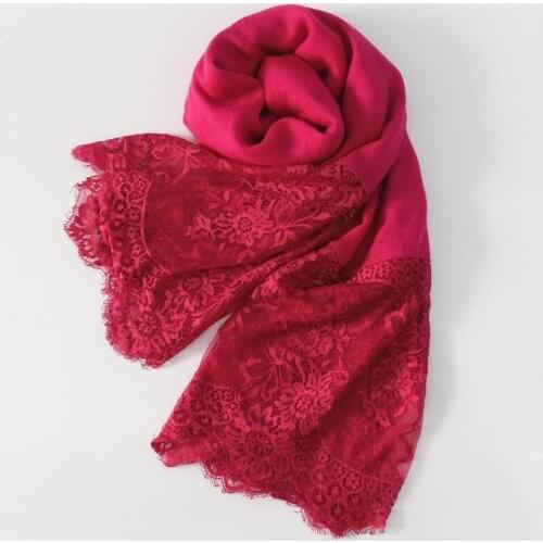New design fashion solid plain luxury viscose flower lace elegant women scarves shawls muslim hijab wraps bandana 150pcs/lot