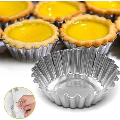 1/5/10pcs Reusable Double-sided Tin Layer Thickened Egg Tart Mold Cake Cup Flat Bottom Jelly Pudding Mold Baking Tools