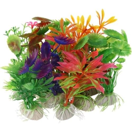 10 x Mixed Artificial Aquarium Fish Tank Water Plant Plastic Decoration Ornament
