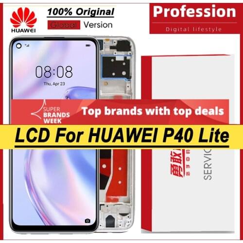 100% Original 6.4'' IPS Display with Frame for Huawei P40 Lite Nova 6 SE LCD Touch Screen Digitizer Repair Parts + Service Pack