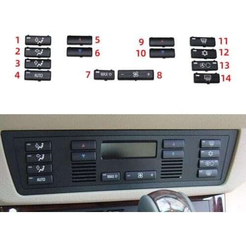 14Pcs/Set Button Key Caps Climate A/C Control Control Panel Switch Buttons Cover For BMW 5 Series E39 1996-2002 X5 E53 1999-2006