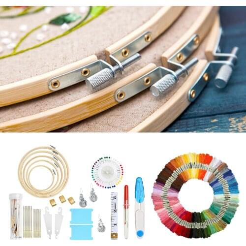 167 PCS Embroidery Kit Colors Sewing Embroidery Threads ,Bamboo Embroidery Hoops,Cross Stitch Tool Kit for Adults Kids Beginner