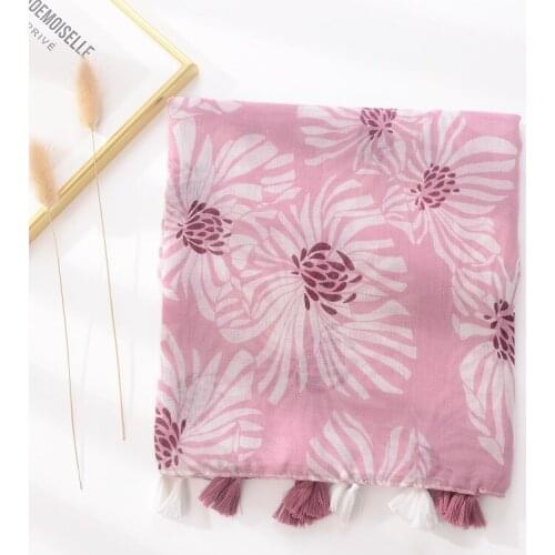 2021 Women Fashion Floral Printed Pattern Cotton Scarf Shawls Wraps Hijabs 2Colors 10pcs/lot