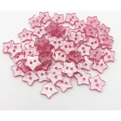 300pcs 14mm Pink Resin Glitter Star Buttons Sparkle Sewing 2 Holes Embellishments Button Cardmaking Scrapbooking