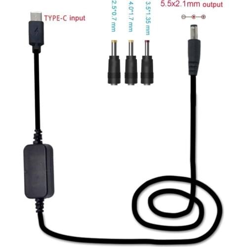Type C PD to 12V 3A 2.5/3.5/4.0/5.5mm Conveter Cable for Wifi Router LED Light T3LB