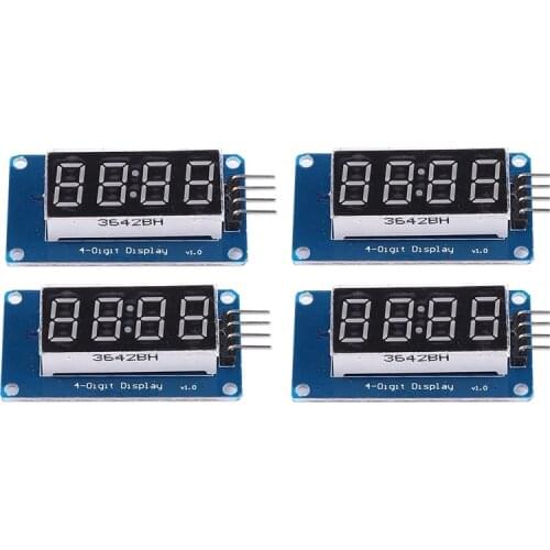 4Pcs LED Display Module,with Clock Display Module LED 4-Digit Adjustable Brightness Display Module for Android