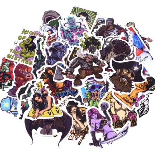 50pcs/pack Horror Beauty Graffiti Stickers Kid Toy Funny Sticker for DIY Luggage Laptop Skateboard Moto Car Waterproof Sticker