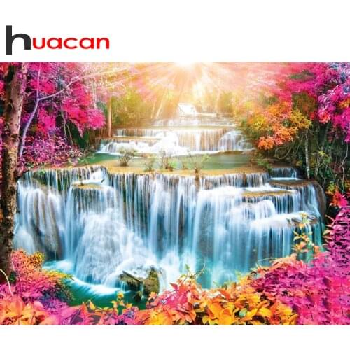 Huacan Diamond Painting 5d DIY Waterfall Kits Full Square/Round Diamond Mosaic Embroidery Landscape Decor Home