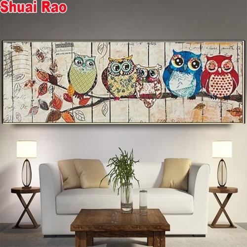 Full,Diamond Embroidery Animals,owls diamond painting big long painting,cross stitch sets,diamond mosaic,Christmas,Gift