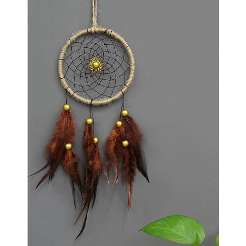 Car handmade dream catcher net with black feathers hanging decoration craft gift for home decor ornament craft gift