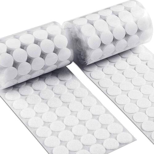 White 10mm 250 Pairs Glue Hook and Loops Sticker Strong Self Adhesive Dot Nylon Waterproof Adhesive Fastener Tape