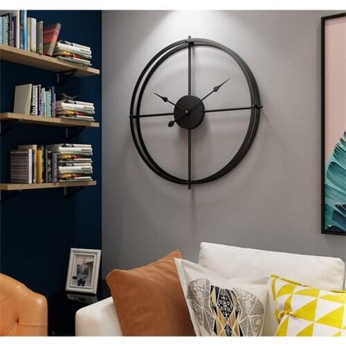 Retro Large Wall Clocks, Wall Watches Home Decor Modern Design For Living Room Decoration Home Decor Nordic Clocks (Black)