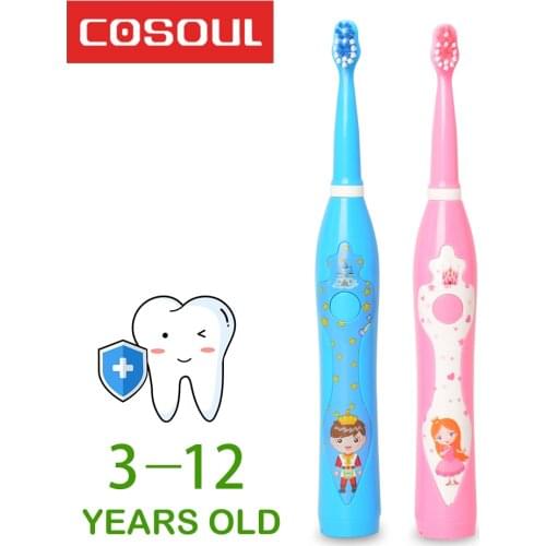 COSOUL Children Electric Toothbrush Sonic Kids Carton Prince Princess Rechargeable brush Child 3-12 Years Old