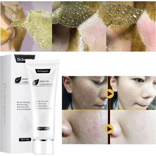 Dr.Sugarm Blackhead Mask Cosmetics Oil-control Moisturizing Clean Pores Remove Acne Green Tea Peel Mask face Skincare mask 40g