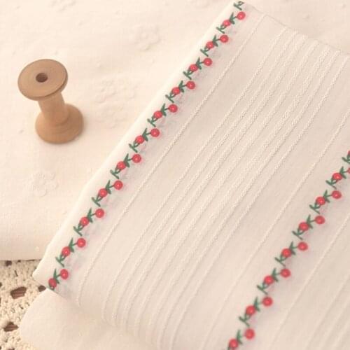 50*145cm pastoral fresh red flower wall printing cotton linen shirt COS clothes handmade diy baby clothing fabric