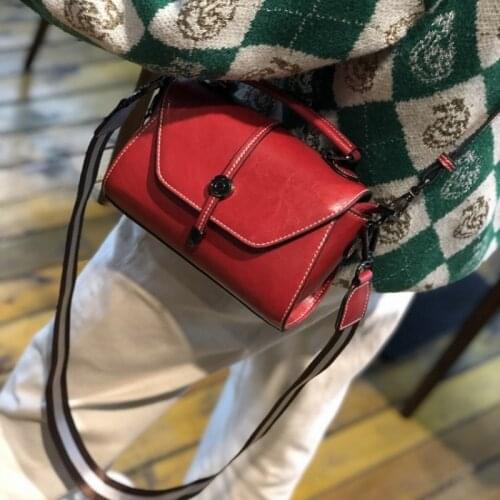 Leather Tote 2020 Women Handbag Vintage Small Satchels Leisure Crossbody Bags White Black Red Shoulder Bag Ladies Messenger Bags