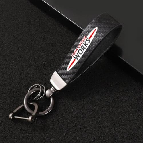 Leather Car KeyChain 360 Degree Rotating Horseshoe Key Rings for For mini cooper s r55 r56 f55 f56 Car accessories