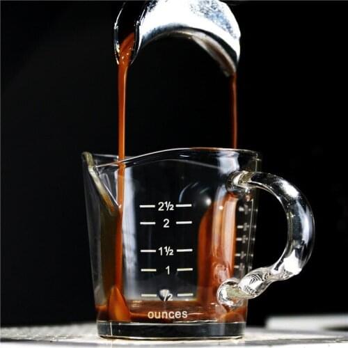 Creative Heat-resistant Clear Glass Measuring Cup With Scale Jigger for Espresso Coffee Double-mouthed Ounce Cup Small Milk Cup