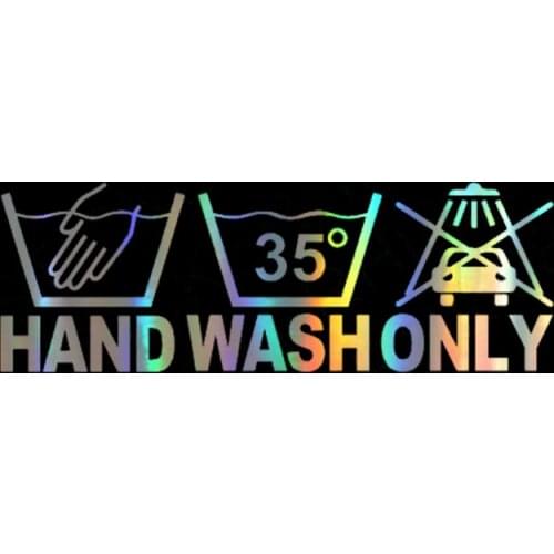 Creative Hand Wash Only Car Sticker Decals Waterproof Sunscreen Reflective Anti-UV Fashion Sticker Styling PVC 17.8CM X 6CM