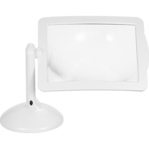 360 Degrees Rotate Magnifier 3X Reading Full Page Magnifying Glass Handsfree Loupe Table Magnifier Lamp with 2 Led Lights