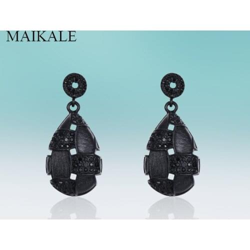 MAIKALE New Vintage Hanging Water droplets Zinc Alloy Dangle Micro Inlay Rhinestone Drop Earring for Women Jewelry Classic Gifts