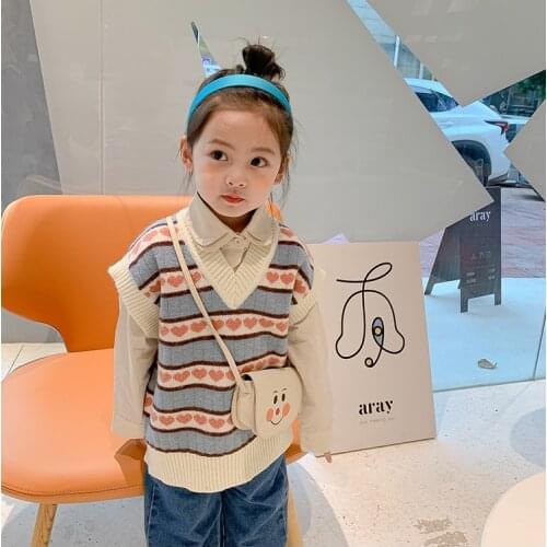 Mila Chou New v neck Girls Pullover vest Kids sweater Spring short Knitted Women Sweaters vest Sleeveless Warm Sweater Casual
