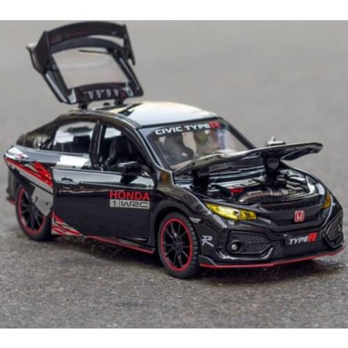1:32 Hondas-Civic Alloy Car Diecast Model Toy Vehicle Pull-back Off-road Metal Car Sound And Light Collection Gift Toys for boys