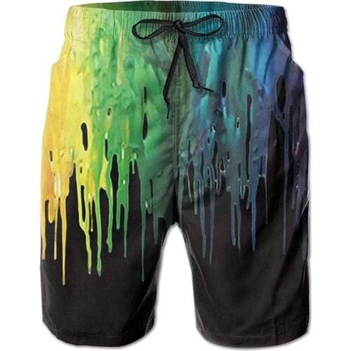 Mens Swim Trunks Color-Paint Swimtrunks Board Shorts Novelty Sports Summer Beach Shorts Outfit Pants