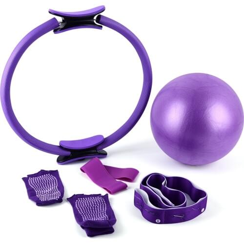 5pcs Yoga Equipment Set Kit Yoga Pilates Ring Cotton Strap Resistance Loop Band Figure Resistance Band Exercise Stretching Strap