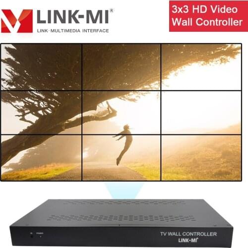 LINK-MI 3x3 Video Wall Controller for 9 Displays HDMI USB DVI VGA Support Zoom Subtitle Border Blanking 180 Degree Rotation