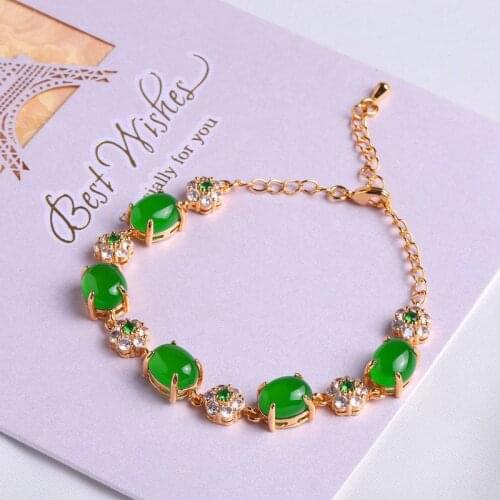 Natural Green Chalcedony Bracelet Fashion Boutique Jewelry for Men and Women 925 Inlaid Agate Bracelet Wholesale