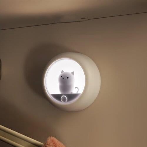Cat Night Light with Motion Sensor for Bedroom Living Room Decoration USB Rechargeable Wireless Bedside Lamps Battery Operated
