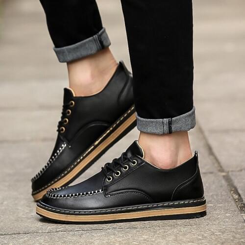 QWEDF 2019 New Men Oxford Leather Shoes Brogue Lace Up Flats Male Casual Shoes Footwear Loafers Men Big Size 39-44 Z2-37