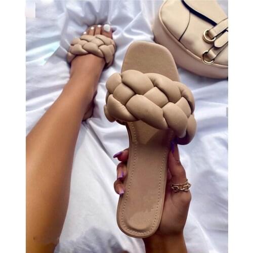 2021 Summer New Womens Shoes Flat Sandals Outdoor Slippers Woven Style Fashion Beach Shoes Plus Size 41