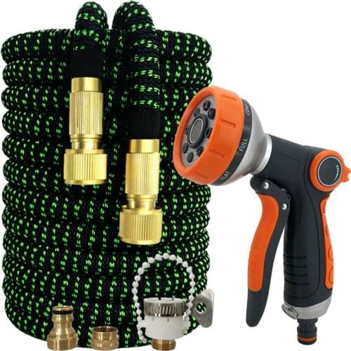 New Garden Watering Hose Retractable Wear-Resistant Hose EU Flexible High Pressure Car Wash Nozzle Water Gun Free Shipping