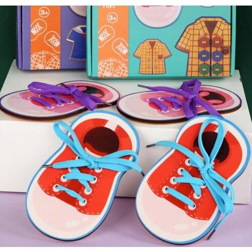 Button Educational Montessori Toys Puzzle Baby Early Educational Toy Children Early Learning Teaching Lacing Shoes