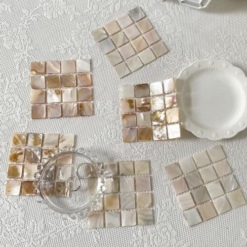 Originality Natural Mother of Pearl Shell Cup Mat Ornaments Accessories Jewelry pad Home Table Decoration Placemat DIY Gift