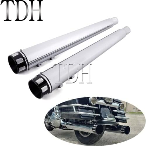 Pair Motorcycle Slip-on Dual Exhaust Muffler Pipe Tip Retro Rear Pipe Tube Exhause For Harley Touring Road King Glide 1995-2016