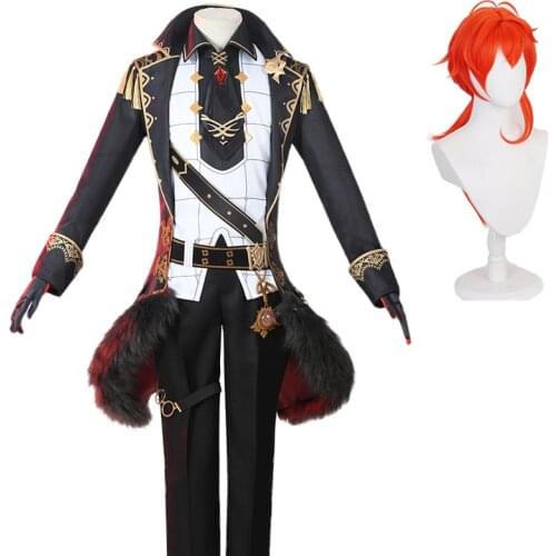 Game Genshin Impact Diluc Cosplay Costumes Anime Uniform Accessories Full Set Role Play Costume Wigs Halloween Party Clothes