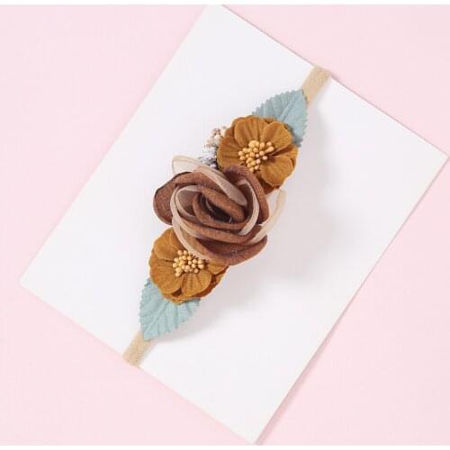 Rose Flower Baby Headbands For Girls Handmade Bundle Nylon Elastic Hair Band Baby Hairband Headdress Newborn Hair Accessories