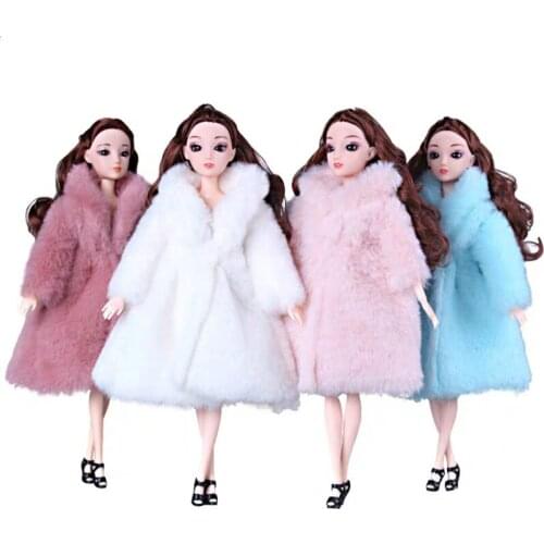 BJD Dolls Pink White Blue Plush Coat Doll Clothes Changeable Dress Up 11 Inch 30cm bjd Clothes Outfit DIY Toys for Girls Gift