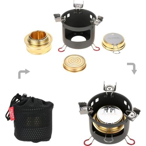 ALOCS Camping Alcohol Stove Furnace Outdoor Camping Stove Spirit Alcohol Burner Bracket Support Set Backpacking Hiking Stove