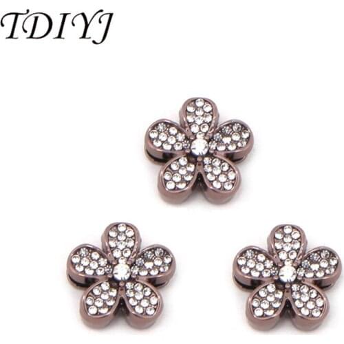 TDIYJ Jewelry Coffee Crystal Flower Keeper Charms for Stainless Steel Mesh Bracelet for Women Summer Spring Gift 6pcs/lot