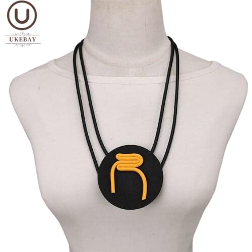 UKEBAY New Strange Design Pendant Necklaces For Women Handmade Rubber Jewelry Ethnic Clothes Accessories Sweater Chain Necklace