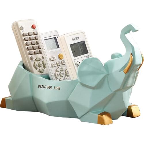 Fun cute elephant home desktop storage box decoration Creative geometric elephant craft remote control storage box