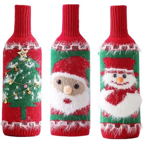 Christmas Festival Knitted Wine Bottle Festive Vibrant Color 3D Cute Christmas Party Decorations Wine Bottle Sweater Dress
